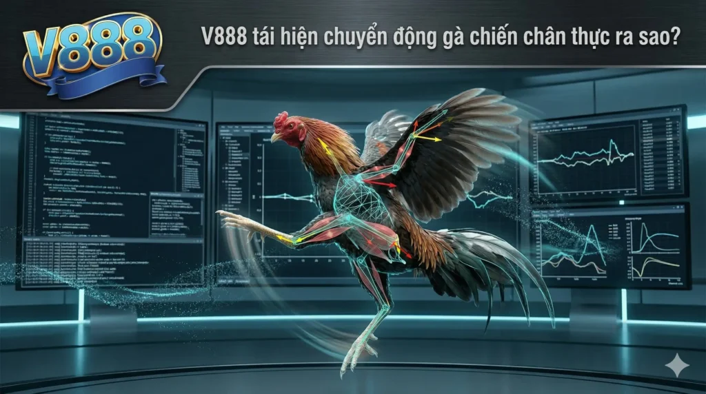 V888 tái hiện chuyển động gà chiến chân thực ra sao?