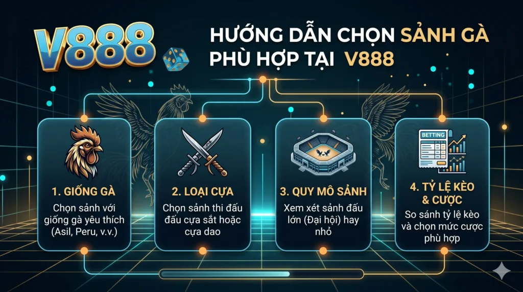 Hướng dẫn chọn sảnh gà phù hợp khi xem đá gà tại V888