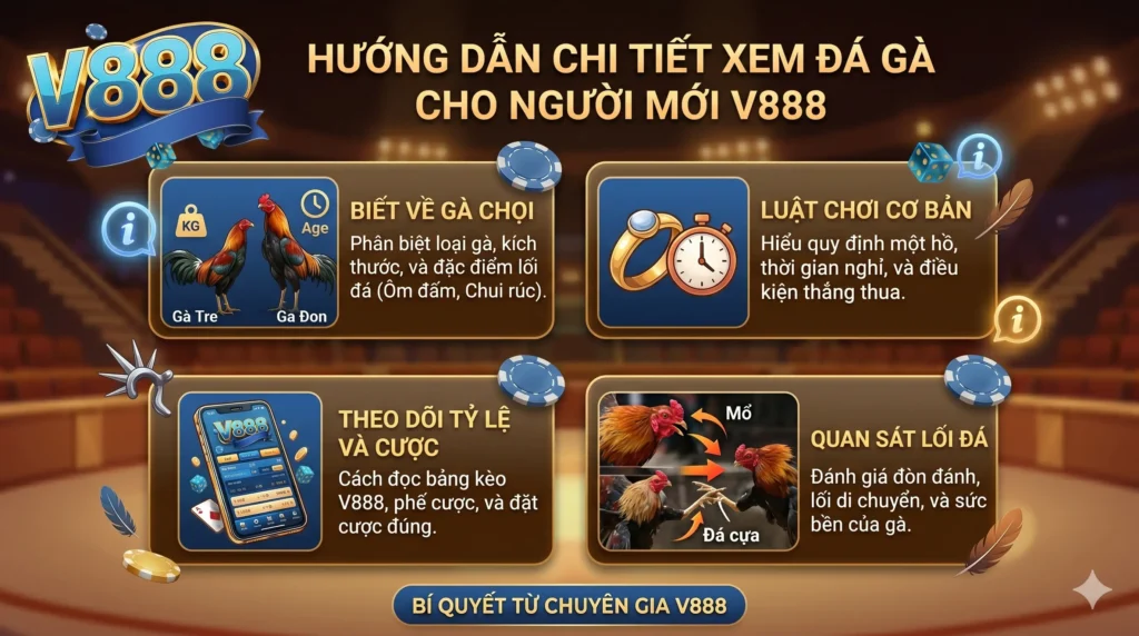 Kinh nghiệm xem đá gà V888 giúp người mới dễ hiểu trận đấu