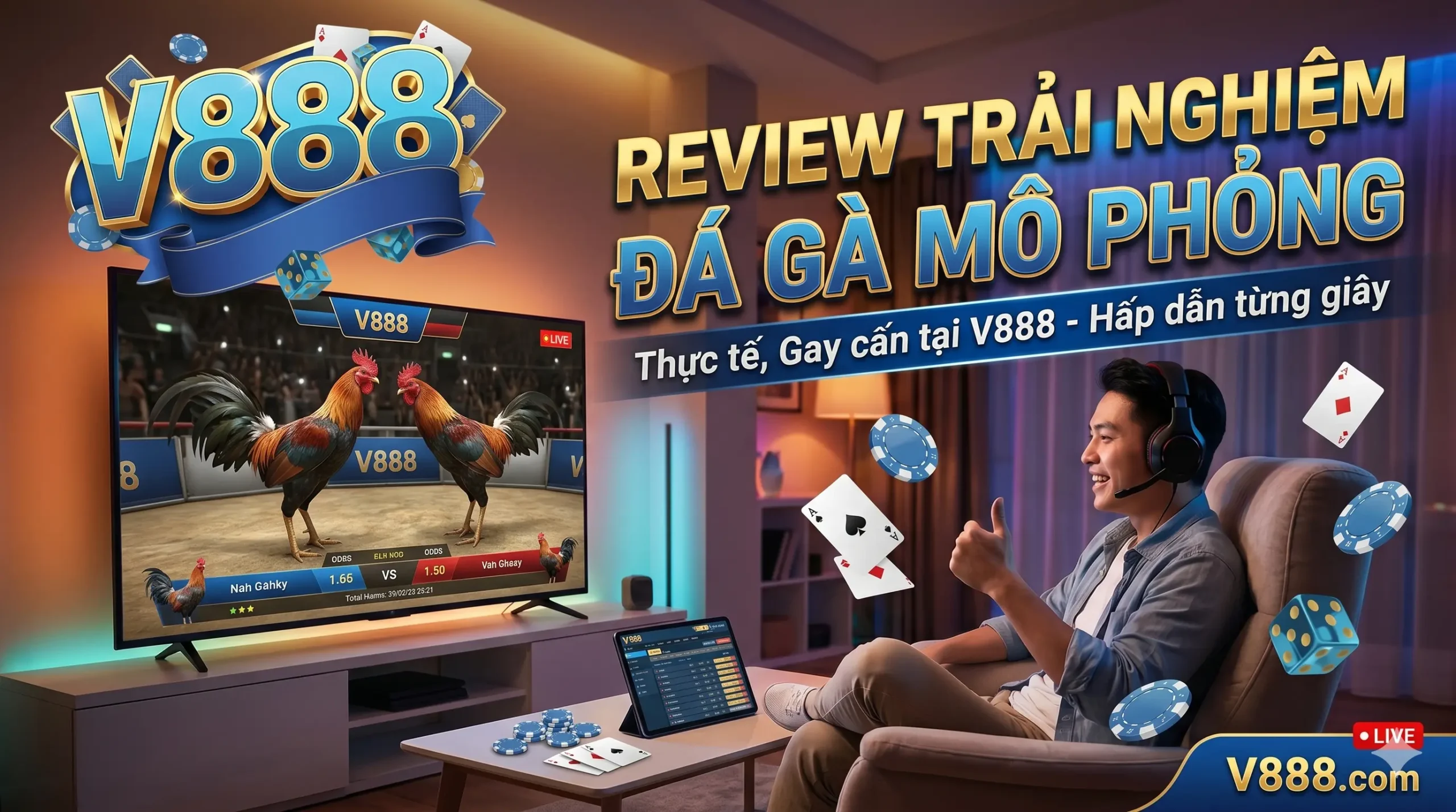 Review trải nghiệm thực tế khi xem đá gà mô phỏng tại V888