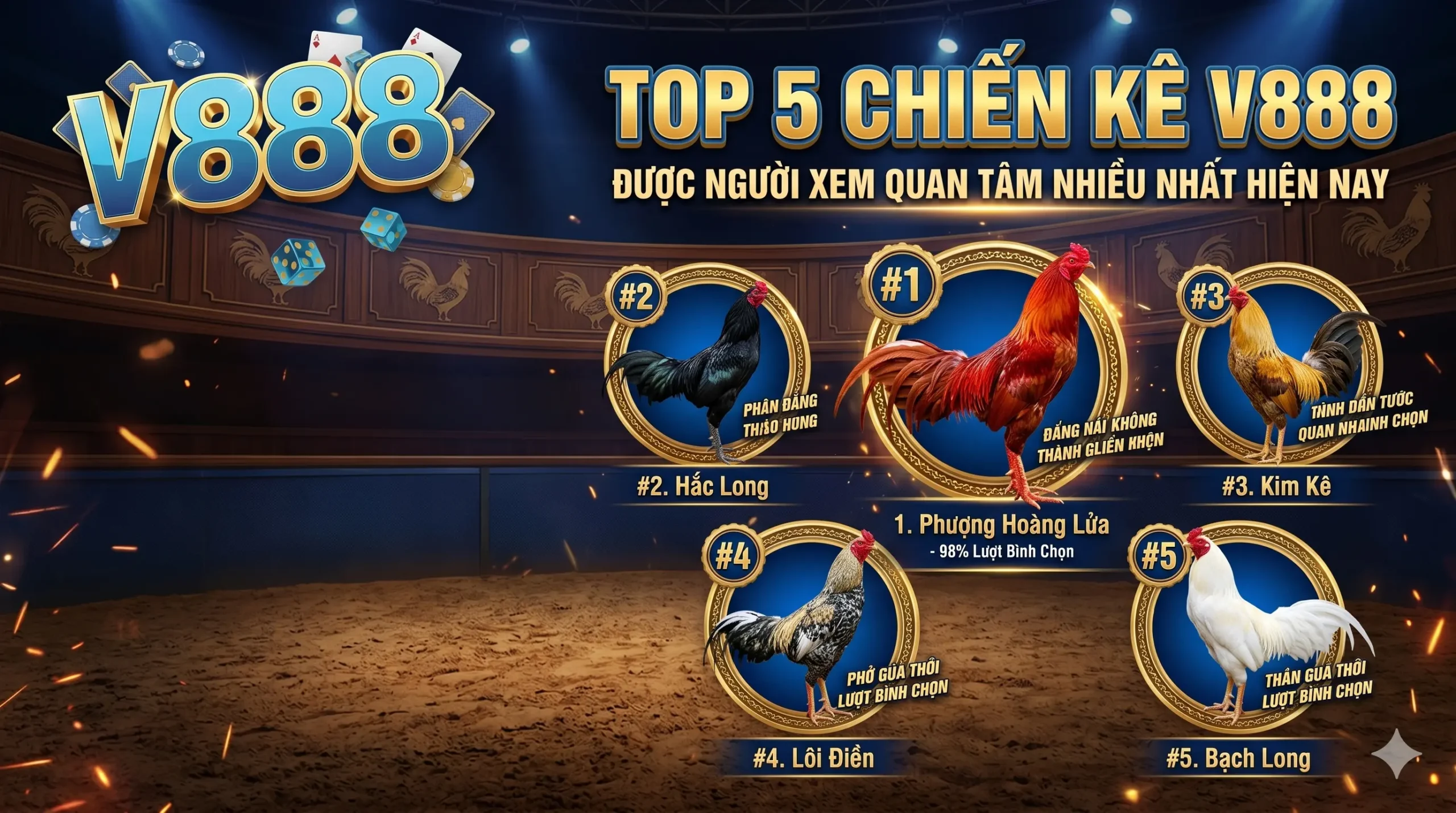 Top 5 chiến kê V888 được người xem quan tâm nhiều nhất hiện nay