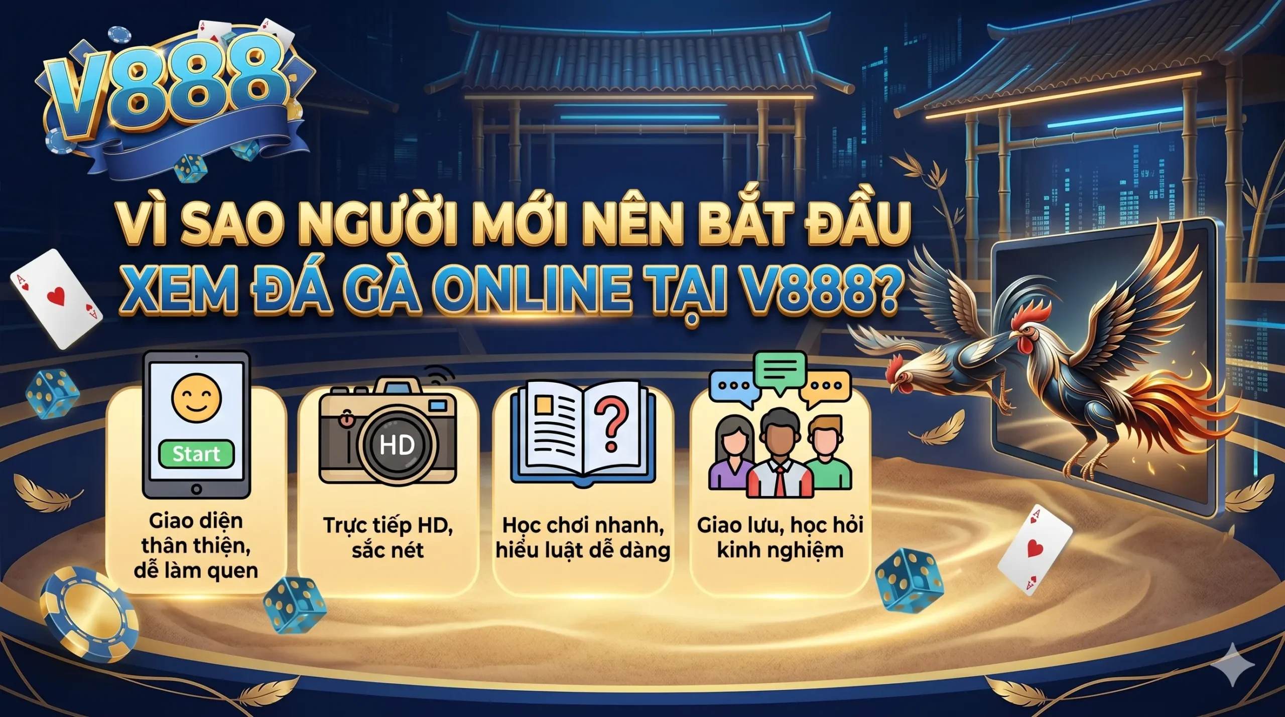 Vì sao người mới nên bắt đầu xem đá gà online tại V888?