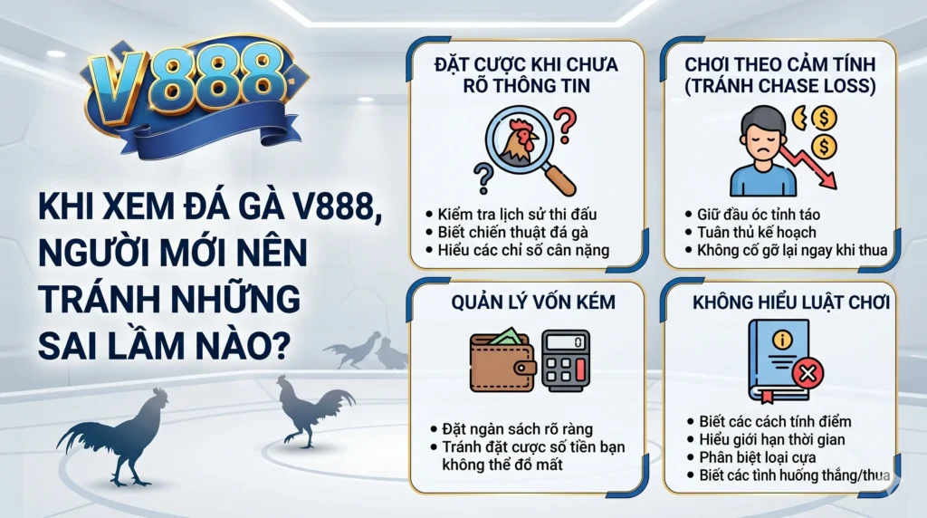 Khi xem đá gà V888, người mới nên tránh những sai lầm nào?