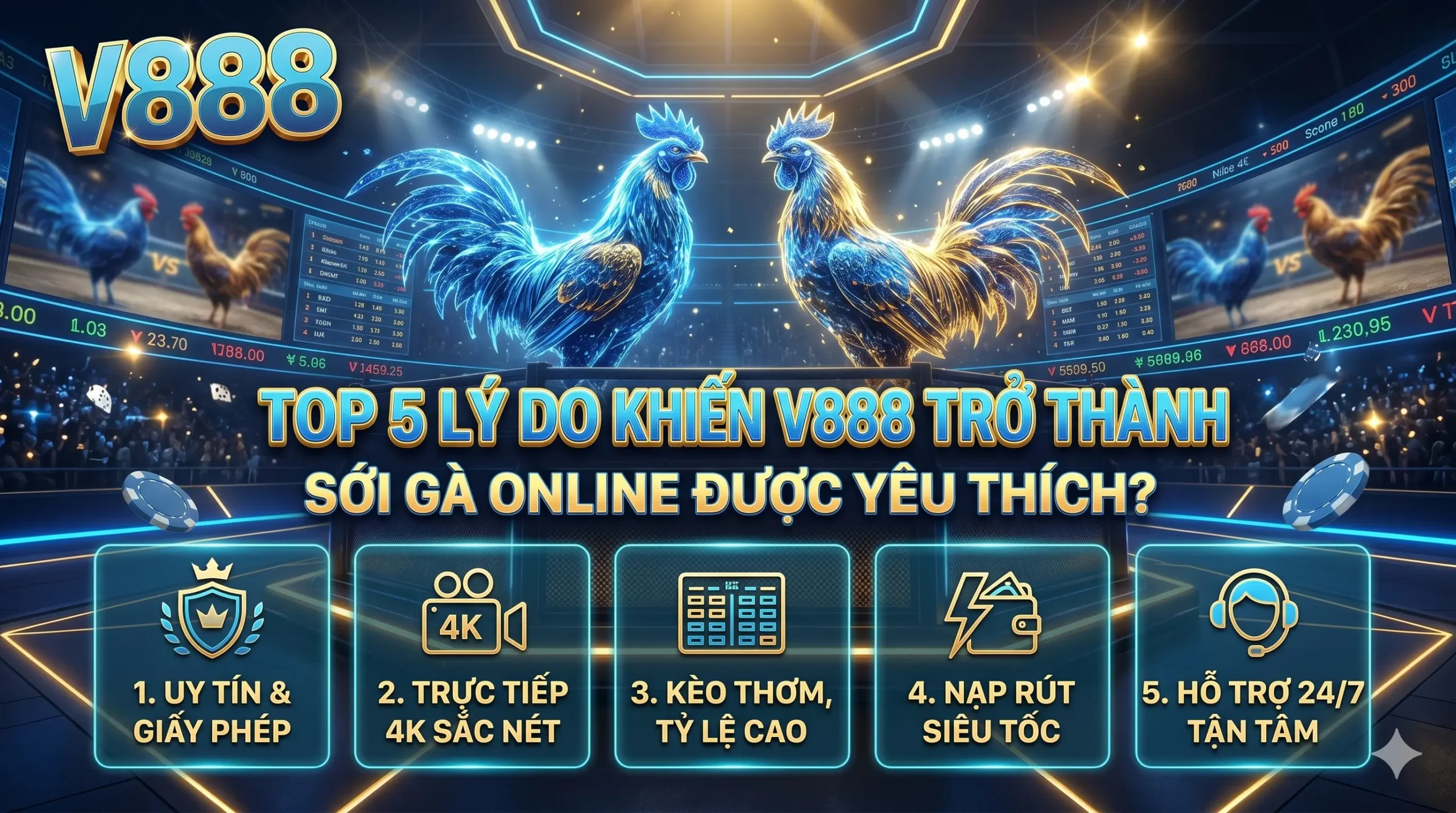 Top 5 lý do khiến V888 trở thành sới gà online được yêu thích