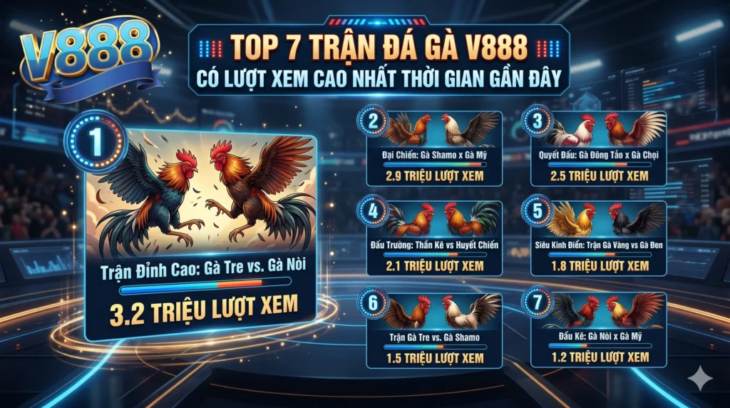 Top 7 trận đá gà V888 có lượt xem cao nhất thời gian gần đây